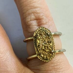 Kendra Scott Gold Druzy Oval Double-Band Ring